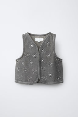 CHALECO DENIM STRASS / Gris antracita - Zara фото 2