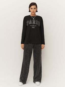 Лонгслив прямого силуэта с эластичным принтом PARIS - Eazyway фото 5