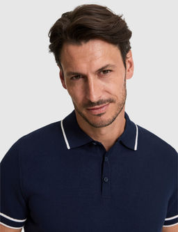 Lacivert Slim Fit %100 Pamuk D__meli Polo Yaka Triko Ti__rt