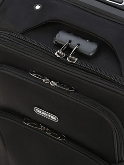 Чемодан на колёсах маленький 45 л (S), на молнии, с увеличением, кодовый замок, 4 колеса, чёрный