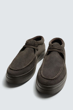 LEATHER MOC TOE SHOES - Zara фото 12