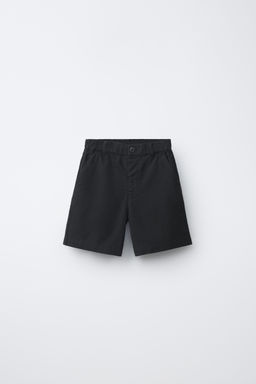 BERMUDA CON ALGOD?N Y LINO / Negro