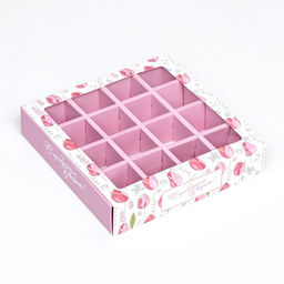 Цена за 2 шт. Коробка для 16 конфет, 8 марта 17.7?17.7?3.8 см