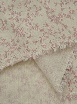 Хлопколен Туаль де Жуи - прованс цветы цв.брусника (на суровом), ш.1.4м, лен-15%, хл-85% - Купава фото 6