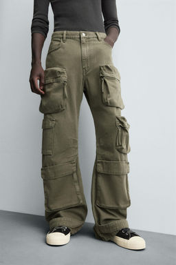 DENIM CARGO TROUSERS WITH POCKETS - Zara фото 5