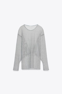 METALLIC THREAD BATWING SLEEVE TOP - Zara фото 10