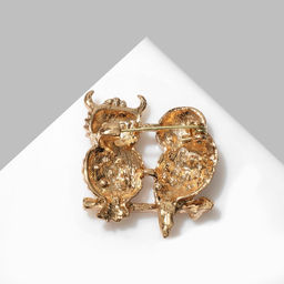 Брошь Сова и Филин, цвет золотисто-чёрный в золоте - Queen fair фото 2