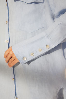 Mavi %100 Keten Oversize Gomlek TWOSS24GO00125