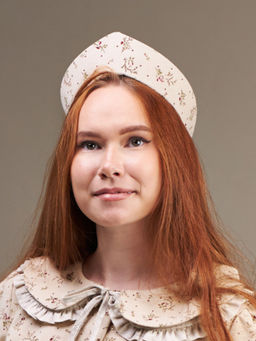 Ободок кокошник Фланель Букет Беж