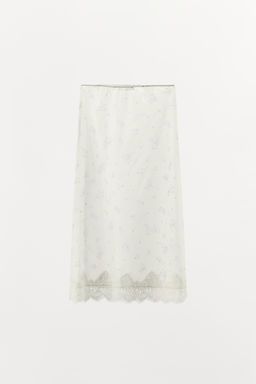 FALDA NYLON FLORES / Blanco / Gris - Zara фото 6