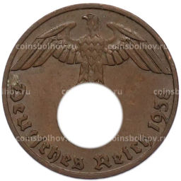 Монета 1 рейхспфенниг 1938 года J Германия