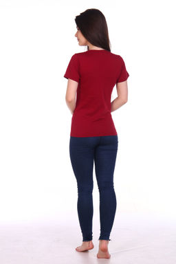 Футболка женская, с вышивкой, модель 157, трикотаж (Эйфелева башня, бордо) - Ивановотекстиль фото 2