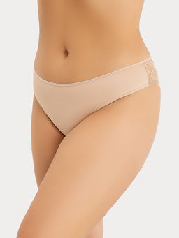 Цена за 2 штуки! Слип-бикини бежевые с кружевными деталями