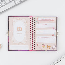 Анкета на замочке, в твердой обложке А6, 40 листов Анкета классной девчонки и ее подруг