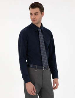 Lacivert Slim Fit Uzun Kollu Basic G_mlek