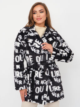 Шубка утеплённая 23700 (черно-белый/буквы)