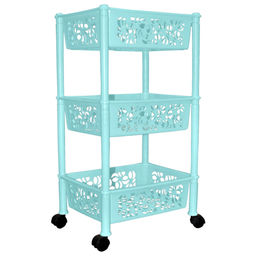 Этажерка Keeplex Light на колесиках трехсекционная прямоугольная 37х29х69см цвет МИКС KL2828