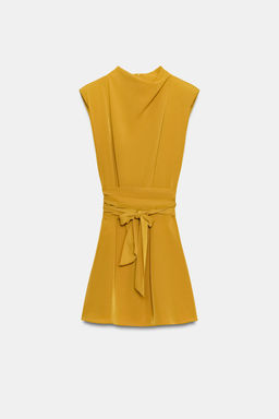 VESTIDO CORTO LAZADA HOMBRERAS / Mostaza - Zara фото 4