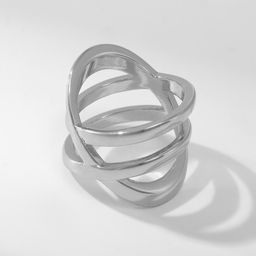 Кольцо металл Тренд двойное сечение, цвет серебро, размер 17