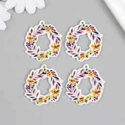 Цена за 4 шт. Декор для творчества акрил Цветочный венок, 0.2?3.8?4.3 см