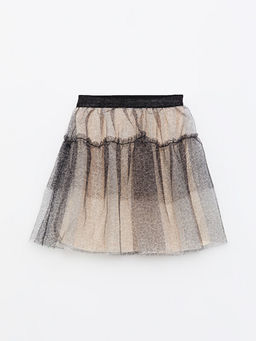 Beli Lastikli Desenli K?z ?ocuk T?l Etek