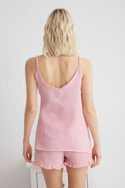 Trendyolmilla Lacivert Potikareli F?rf?rl? Ip Ask?l? Sortlu Dokuma Pijama Tak?m? THMSS25PT00088  фото 6