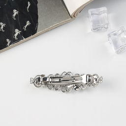 Заколка - автомат для волос «Флоренс», ромашки, 7 см, серебро