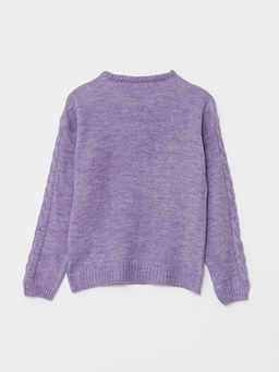 Bisiklet Yaka Sa? ?rg?s? Desenli Uzun Kollu K?z ?ocuk Triko Kazak - Waikiki фото 2