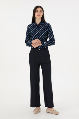 Kad_n Lacivert Straight Fit Kanvas Pantolon