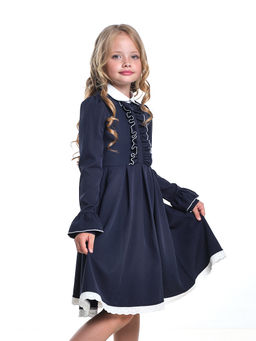 Платье для девочки в школу синее нарядное UD 7658 т.синий - Mini maxi фото 4
