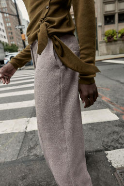 TEXTURED RUSTIC STRAIGHT-LEG TROUSERS - Zara фото 5