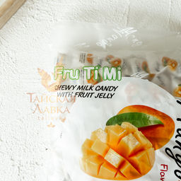 МОЛОЧНЫЕ ИРИСКИ С ЖЕЛЕЙНОЙ НАЧИНКОЙ МАНГО FRU TI MI, 320 гр