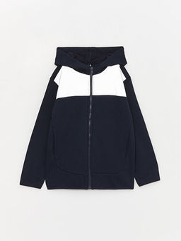 Kap??onlu Uzun Kollu Reflekt?r Detayl? Erkek ?ocuk Fermuarl? Sweatshirt - Waikiki фото 2