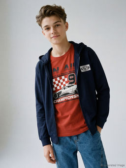 Kap??onlu Erkek ?ocuk Fermuarl? Sweatshirt