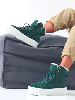 Ботинки 216.212131w. зеленый замша/Мех