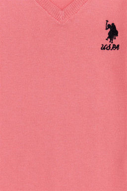 Девушка Светло-розовый с V-образным вырезом Трикотажный свитер Basic - U.s. polo assn фото 6