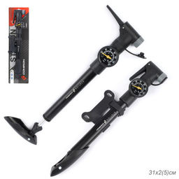 Велонасос COMIRON STATION с манометром, алюминиевый цилиндр, ручка литой пластик, Presta-Schrader, 8,6 бар. /уп 50