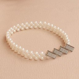 Подхват для штор Геометрия, жемчуг на резинке, 2,2 7,5 см, 2 45 см, цвет белый - Арт узор фото 2