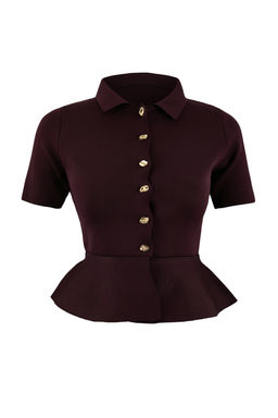 Murdum Peplum/Belden Oturmal? Dugme Detayl? Triko Bluz TWOSS26BZ00158