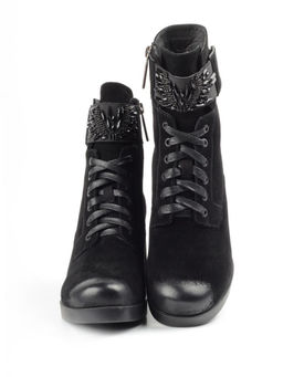 04-XR135-1 BLACK Ботинки зимние женские (натуральная замша, натуральный мех)