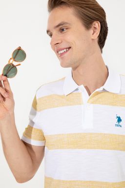 U. S. Polo Assn Мужская шафрановая футболка-поло с воротником-поло - U.s. polo assn фото 2