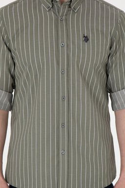 Мужская рубашка цвета хаки с длинным рукавом Неожиданная скидка в корзине - U.s. polo assn фото 6