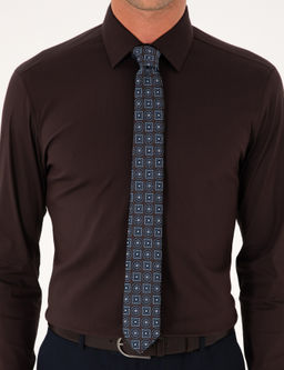 Koyu Kahverengi Slim Fit Non Iron Klasik G_mlek - Cacharel фото 6