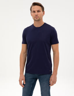 Lacivert Slim Fit Basic Ti__rt