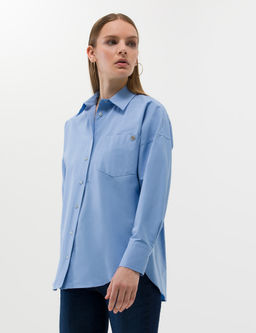 A__k Mavi Oversize Uzun Kollu G_mlek