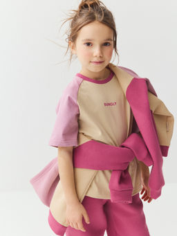 Футболка Колор блок "Крем-брюле/Орхидея"