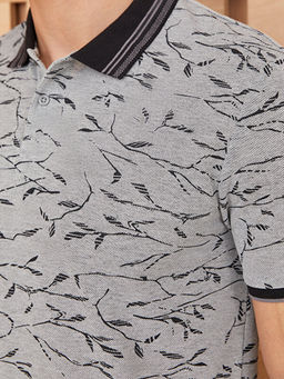 Polo Yaka K?sa Kollu Desenli Pike Erkek Ti??rt