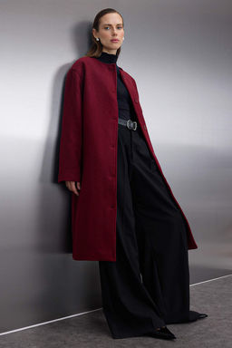 Bordo Sal Detayl? Mono Kapama Oversize Uzun Kase Kaban TWOAW26KB00041 - Trendyolmilla фото 3