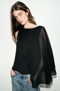 BLUSA COMBINADA CAPA / Negro - Zara фото 2