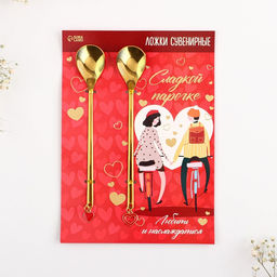 Ложки чайные с подвесом Сладкой парочке, 3?15 см